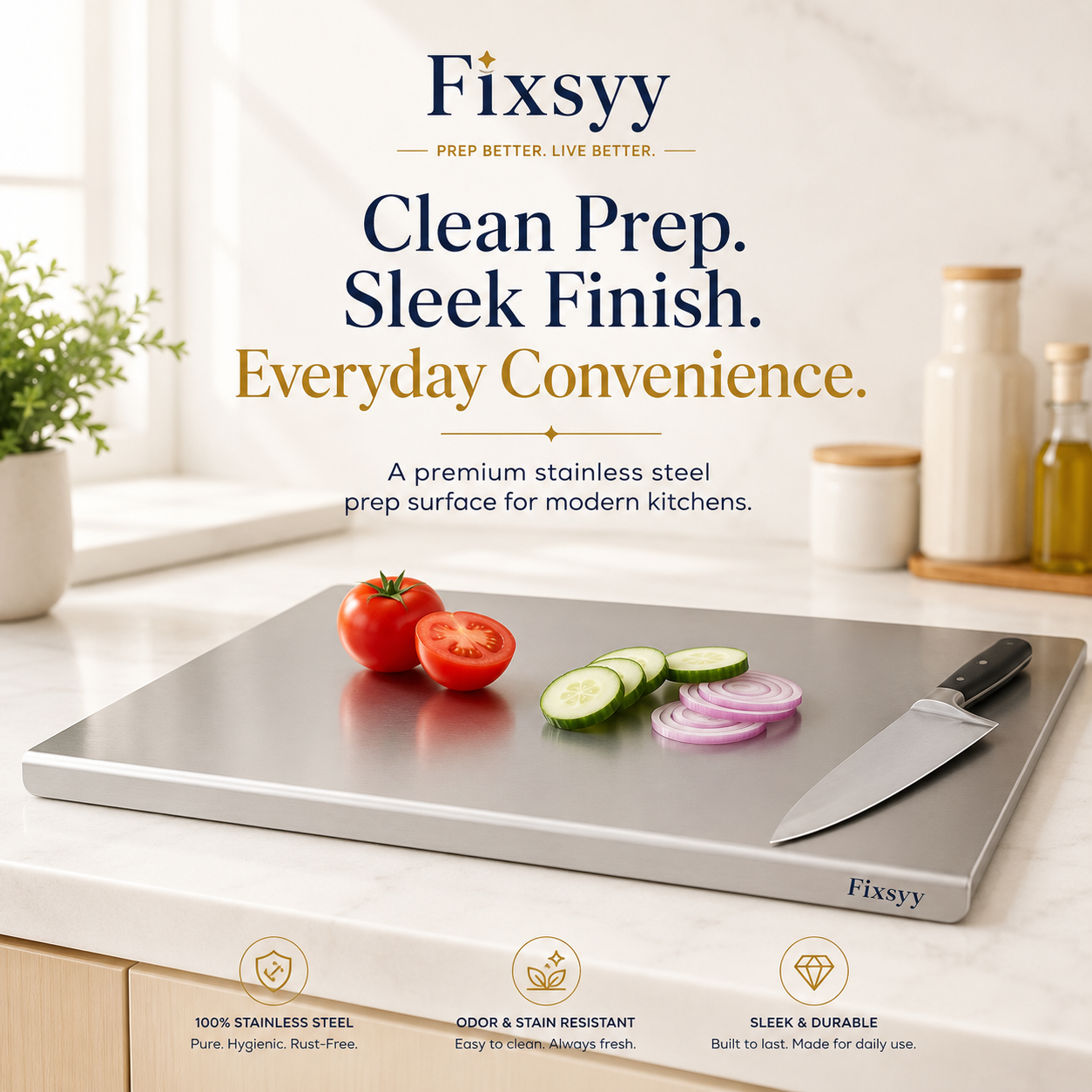 Fixsyy Stainless Steel Chopping Board
