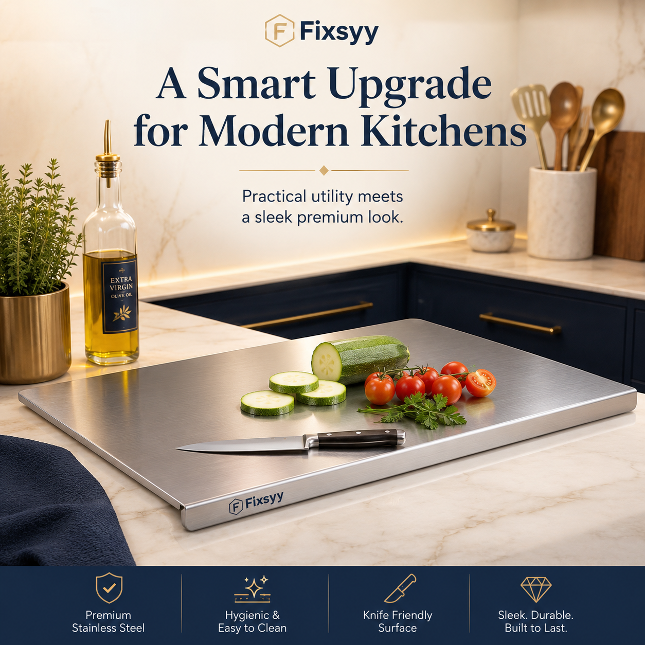 Fixsyy Stainless Steel Chopping Board